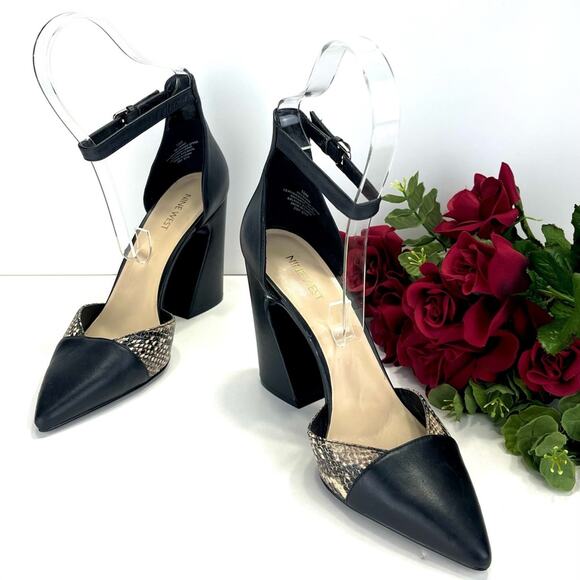 Nine West Hillianao Women Black Heels Sz 10 Leather Adjustable Ankle Strap Pumps - Picture 13 of 14